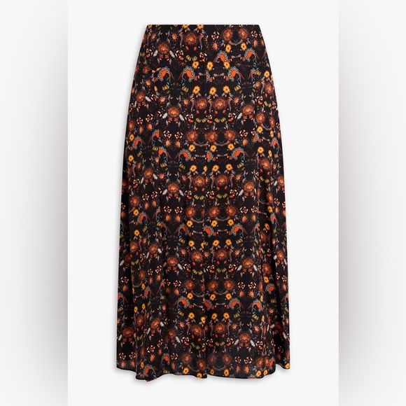 NWT ISABEL MARANT Prielle Black Floral Print Midi Skirt - Size 2 - Picture 2 of 7